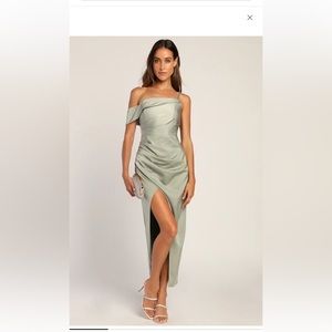 Lulus Sage Green Asymmetrical Tulip Midi Dress